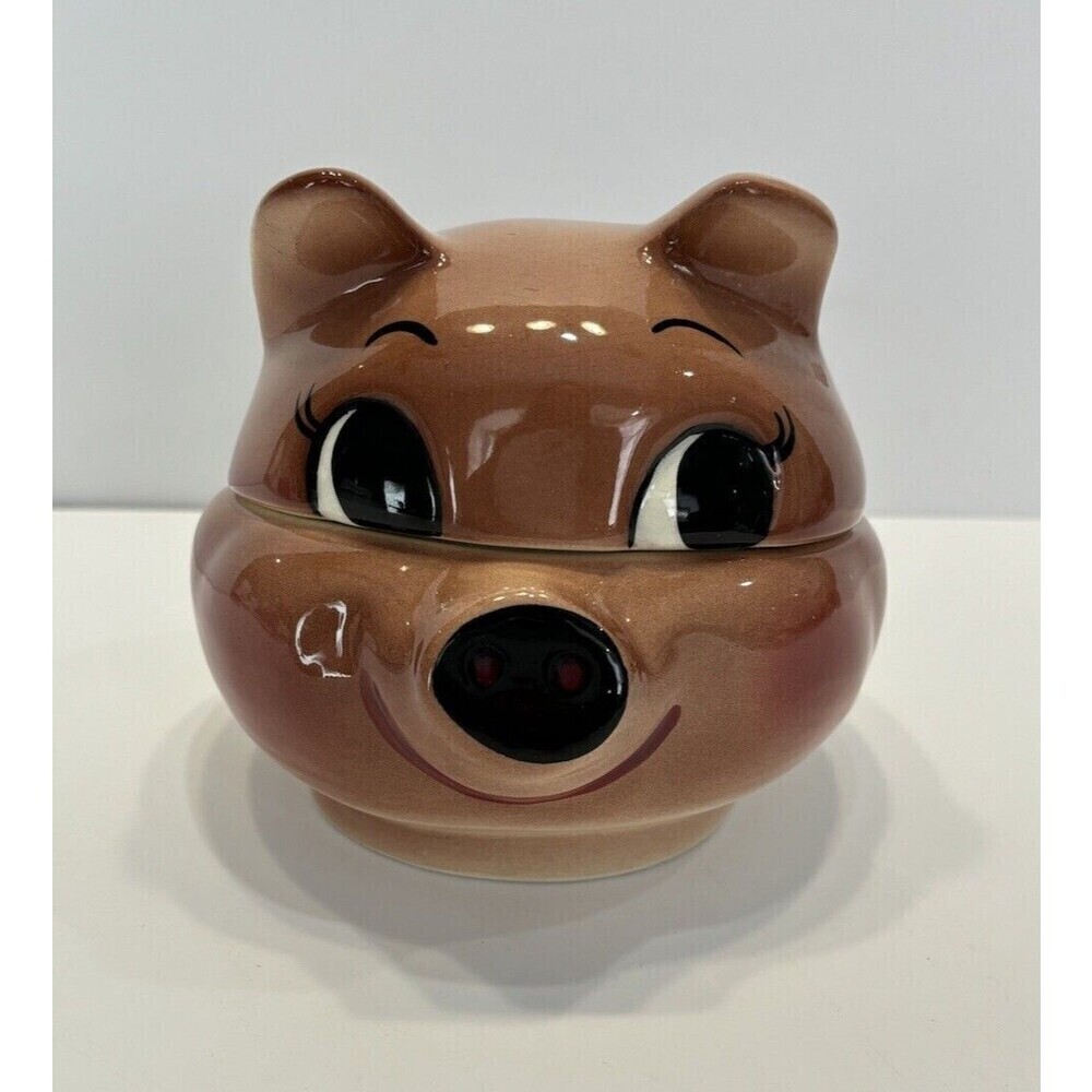 Vintage Deforest of California 1956 Pig Ceramic Cookie Jar Brown 4.5" Retro